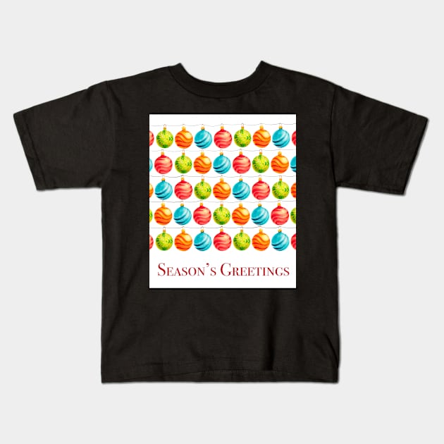 Season’s Greetings with lots of Christmas decorations Kids T-Shirt by marina63